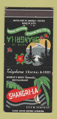 Matchbook Cover - Shangri La Restaurant Chicago IL 30 Strike