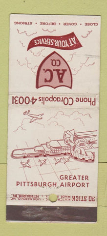 Matchbook Cover - AC Service Pittsburgh PA airport WEAR 30 Stick