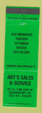 Matchbook Cover - Art's Snowmobiles Arctic Cat Coudersport PA Homelite Chainsaws