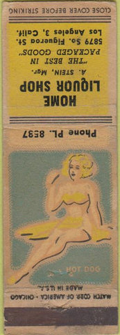 Matchbook Cover - Home Liquor Shop Los Angeles CA pinup