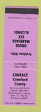 Matchbook Cover - Crawford County Bucyrus Galion OH drug marriage sex problem