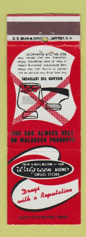 Matchbook Cover - Walgreens Drug Store Discard Leftover Pills DD Bean