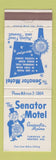 Matchbook Cover - Senator Motel Augusta ME