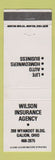 Matchbook Cover - Wilson Insurance Agency Galion OH