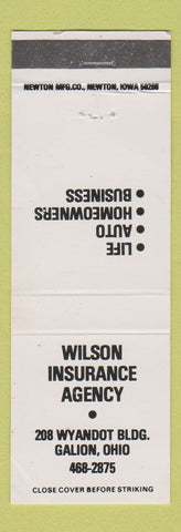 Matchbook Cover - Wilson Insurance Agency Galion OH