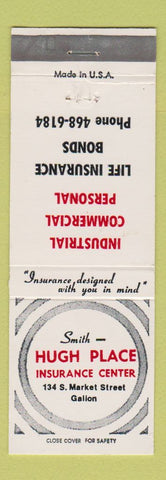 Matchbook Cover - Hugh Place Insurance Center Smith Galion OH