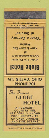 Matchbook Cover - Globe Hotel Mount Gilead OH WEAR