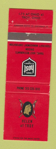 Matchbook Cover - Helen of Troy Travel Host Restaurants Troy OH
