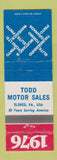 Matchbook Cover - 1976 Ford Todd Motor Sales Eldred PA WEAR