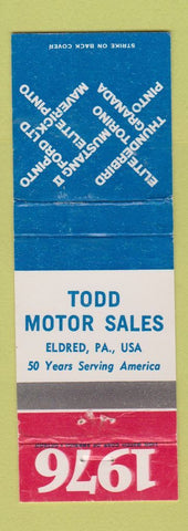 Matchbook Cover - 1976 Ford Todd Motor Sales Eldred PA WEAR