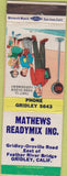 Matchbook Cover - Mathews Readymix Gridley CA