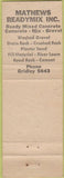 Matchbook Cover - Mathews Readymix Gridley CA