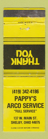 Matchbook Cover - Pappy's Arco Service oil gas Shelby OH