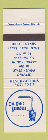 Matchbook Cover - Des Dutch Essenhaus Shreve OH restaurant