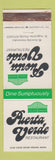 Matchbook Cover - Puerta Verde Restaurant St Augustine FL