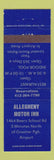 Matchbook Cover - Allegheny Motor Inn Pittsburgh PA WEAR