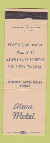 Matchbook Cover - Alma Motel Alma MI