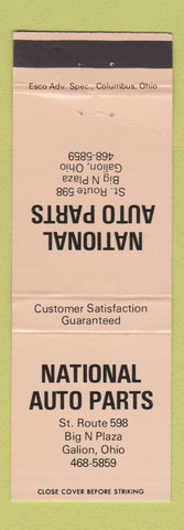 Matchbook Cover - National Auto Parts Galion OH PEACH