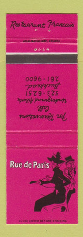 Matchbook Cover - Rue de Paris Atlanta GA Buckhead