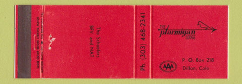 Matchbook Cover - Ptarmigan Lodge Dillon Colorado