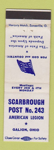 Matchbook Cover - American Legion Scarborough Post Galion OH WEAR