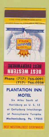 Matchbook Cover - Plantation Inn Motel Mechanicsburg PA