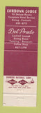 Matchbook Cover - Cordova Lodge Sacramento CA Del Prado Restaurant