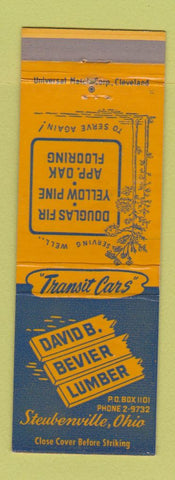 Matchbook Cover - David B Bevier Lumber Steubenville OH