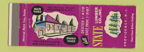 Matchbook Cover - State Lumber Providence RI WEAR