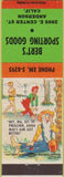 Matchbook Cover - Bert's Sporting Goods Anderson CA hillbilly