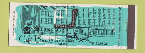 Matchbook Cover - Cafe Buade Quebec QC Full Length