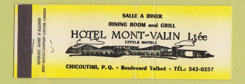 Matchbook Cover - Hotel Mont Valin Chicoutimi QC  Full Length