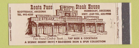 Matchbook Cover - Reata Pass Steak House Scottsdale AZ Full Length