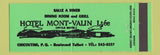 Matchbook Cover - Hotel Mont Valin Chicoutimi QC  Full Length