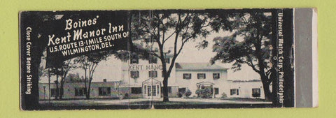 Matchbook Cover - Boines' Kent Manor Inn Wilmington DE WEAR Full Length