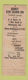 Matchbook Cover - Boines' Kent Manor Inn Wilmington DE WEAR Full Length