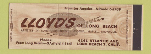 Matchbook Cover - Lloyd's Home Furnishings Long Beach CA Full Length