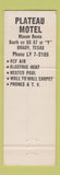 Matchbook Cover - Plateau Motel Brady TX Full Length