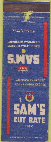 Matchbook Cover - Sam's Cut Rate Department Detroit MI