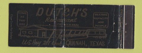 Matchbook Cover - Dutch's Restaurant Quanah TX WEAR Full Length