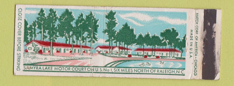 Matchbook Cover - Samyra Lake Motor Court Raleigh NC WEAR Full Length