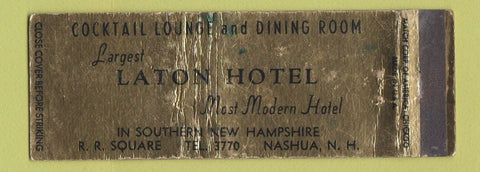 Matchbook Cover - Laton Hotel Nashua NH WEAR Full Length