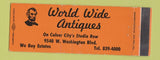 Matchbook Cover - World Wide Antiques Culver City CA Abraham Lincoln Full Length