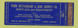 Matchbook Cover - York Restaurant Bar Supply PA WEAR Full Length