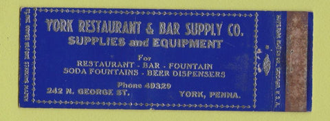 Matchbook Cover - York Restaurant Bar Supply PA WEAR Full Length