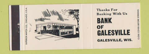 Matchbook Cover - Bank of Galesville WI Full Length
