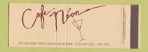 Matchbook Cover - Cafe Neon Melbourne Australia Full Length