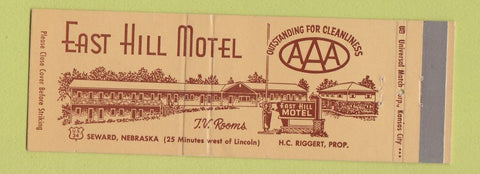 Matchbook Cover - East Hill Motel Seward NE Full Length
