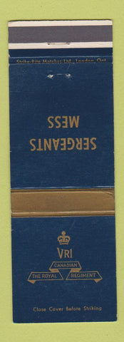 Matchbook Cover - Canadian Royal Regiment Sergeants Mess Canada Military