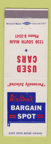 Matchbook Cover - Walton's Bargain Spot Used Cars